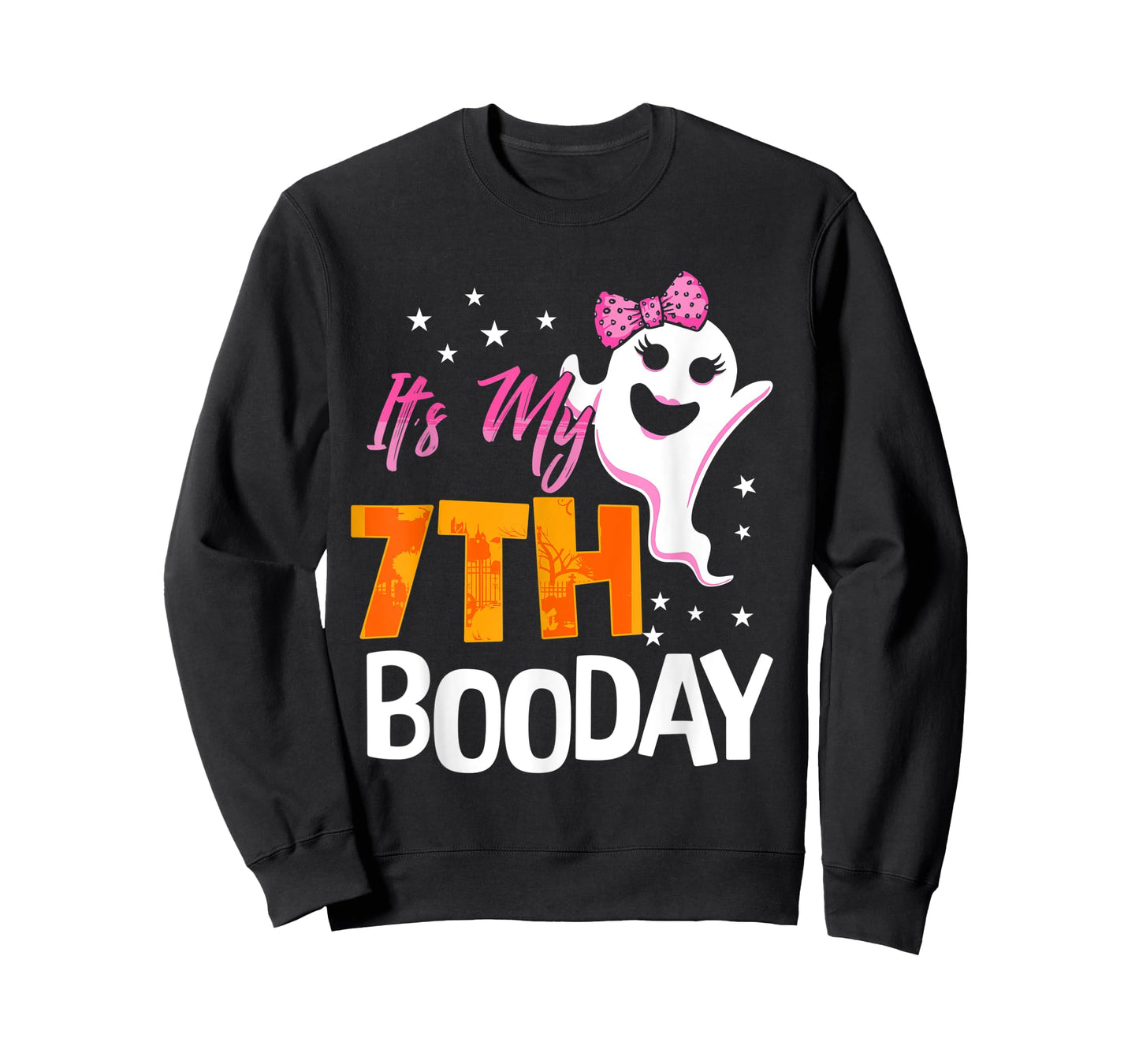 Its My 7th Boo Day Cute Halloween Birthday Ghost Pink Bow T-Shirt