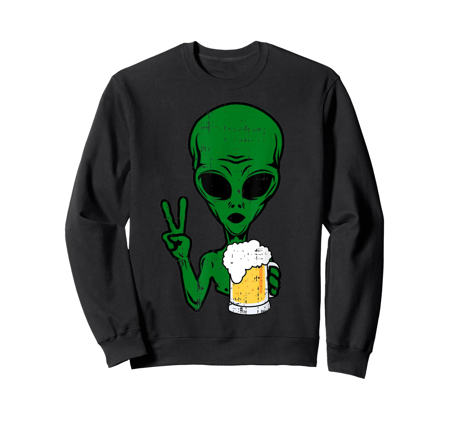 Area-51 Alien Beer Peace Sign Lazy Drinking Halloween Gift T-Shirt