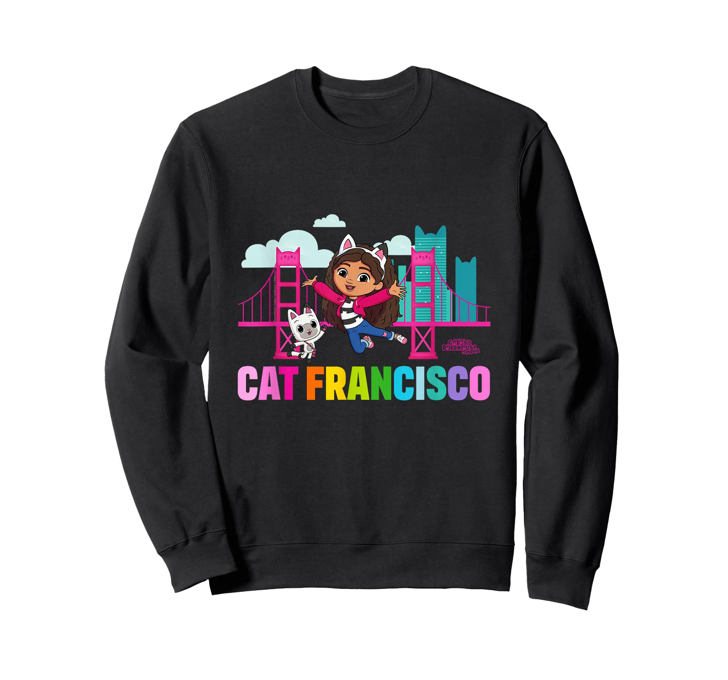 DreamWorks Gabby's Dollhouse The Movie Cat Francisco Rainbow T-Shirt