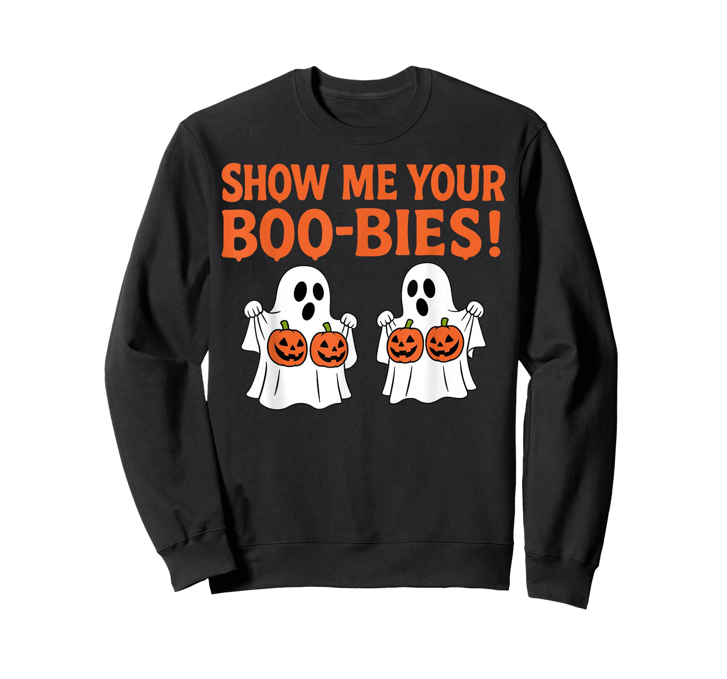 Retro Show Me Your Boo-bies Ghost Spooky Halloween Adult T-Shirt