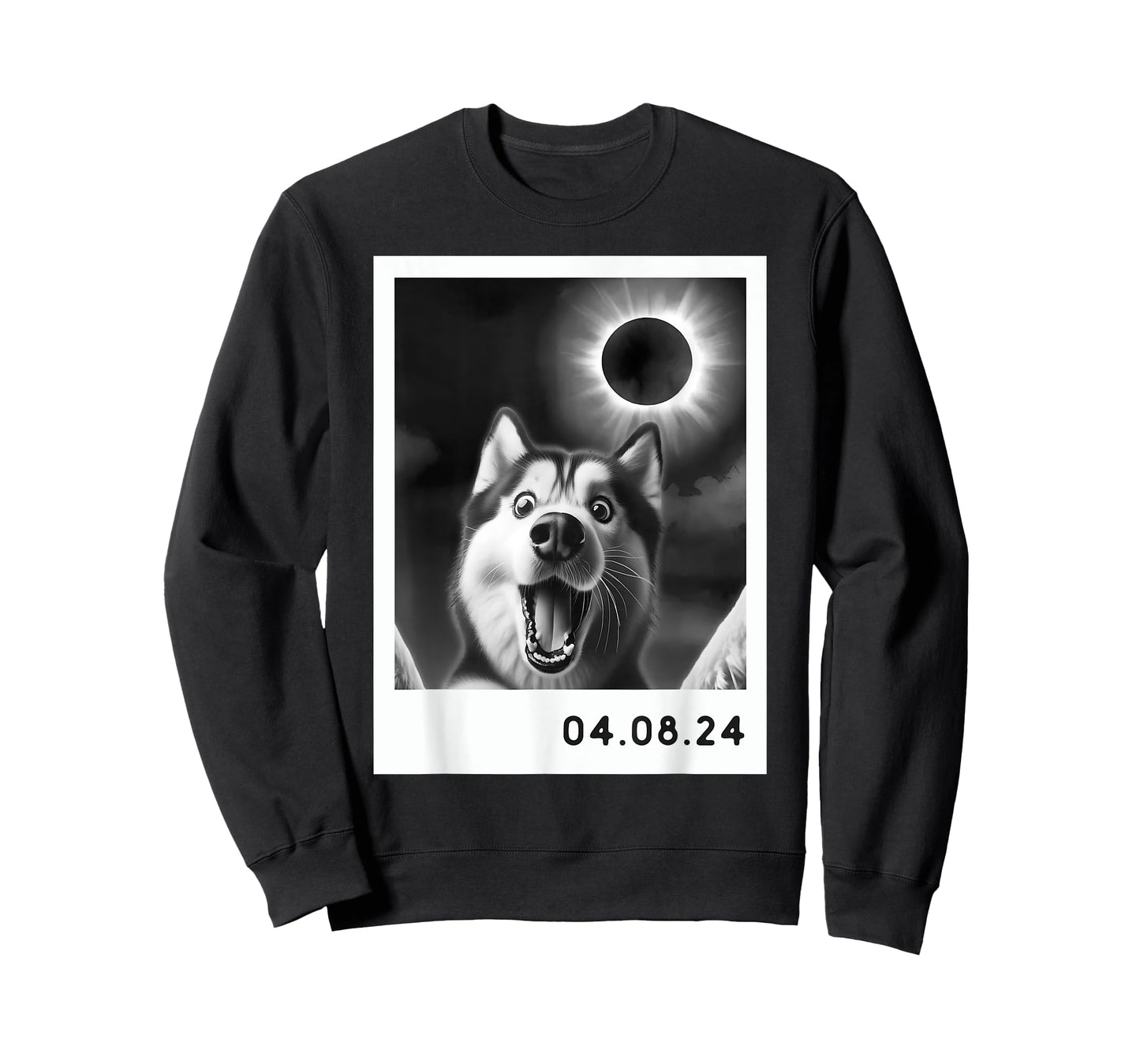 Solar Eclipse 2024 Totality Siberian Husky Taking a Selfie T-Shirt