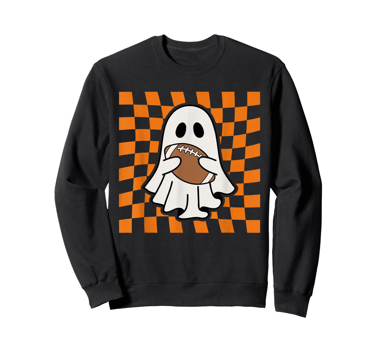 Groovy Halloween Ghost Football Checkered Boo Game Day Sport T-Shirt