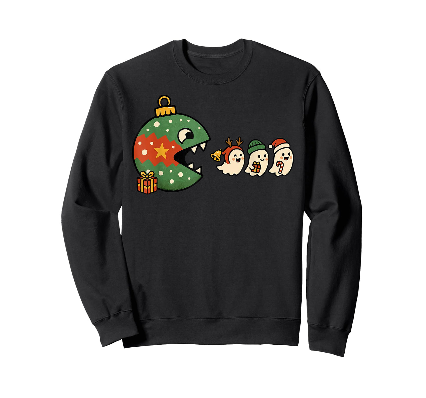 Funny Ornament Eating Holiday Ghosts Gamers Christmas T-Shirt
