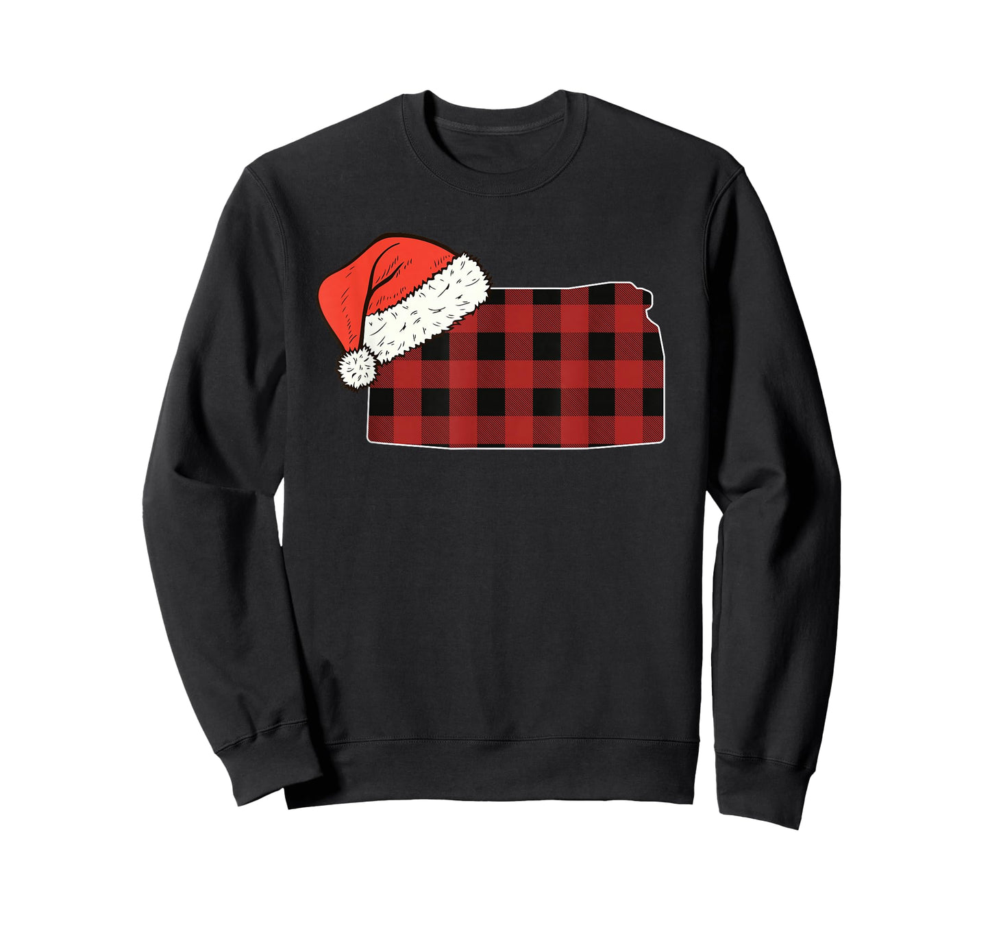 Kansas Plaid Christmas Santa Hat Holiday Matching Design T-Shirt