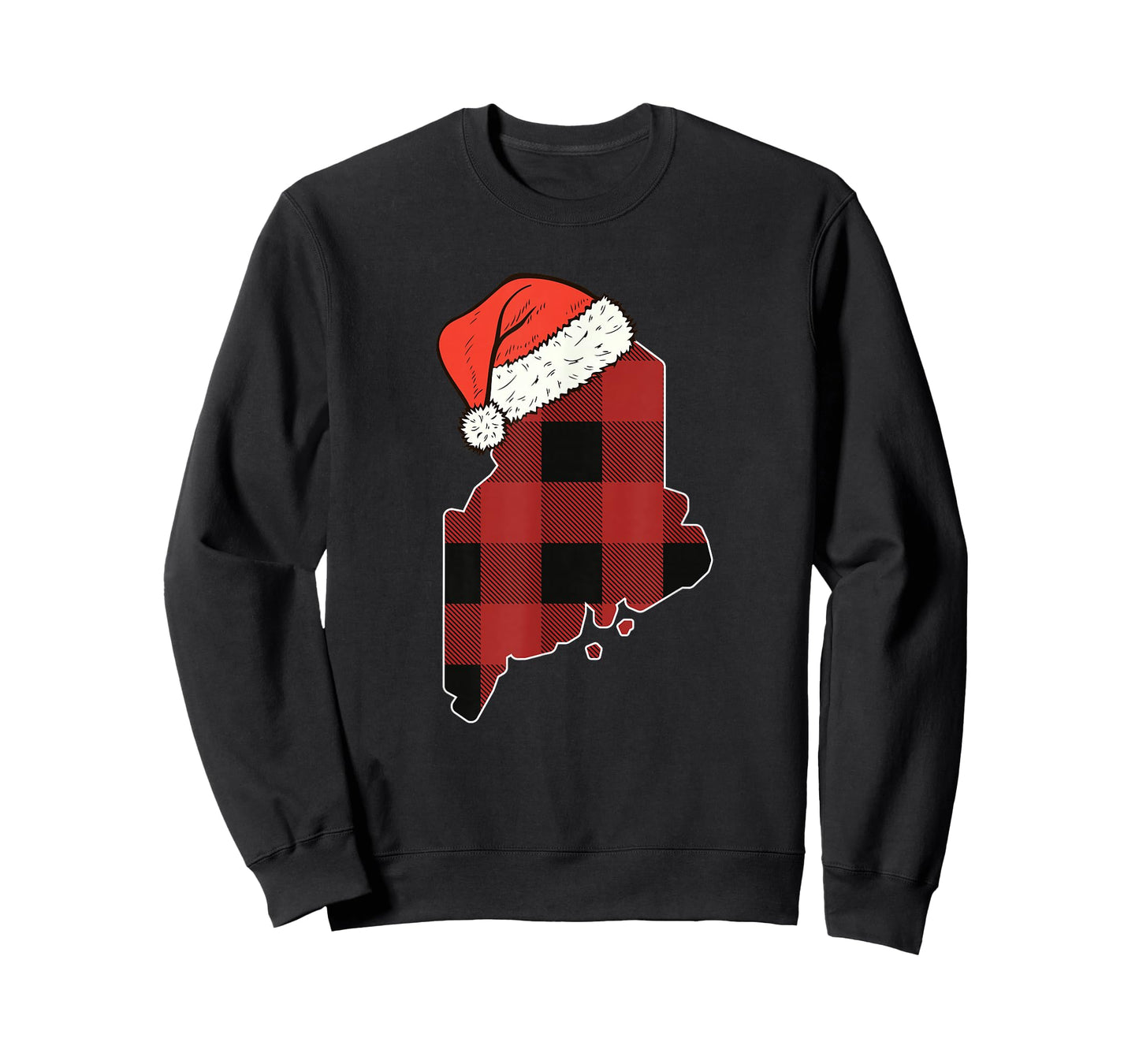 Maine Plaid Christmas Santa Hat Holiday Matching Design T-Shirt