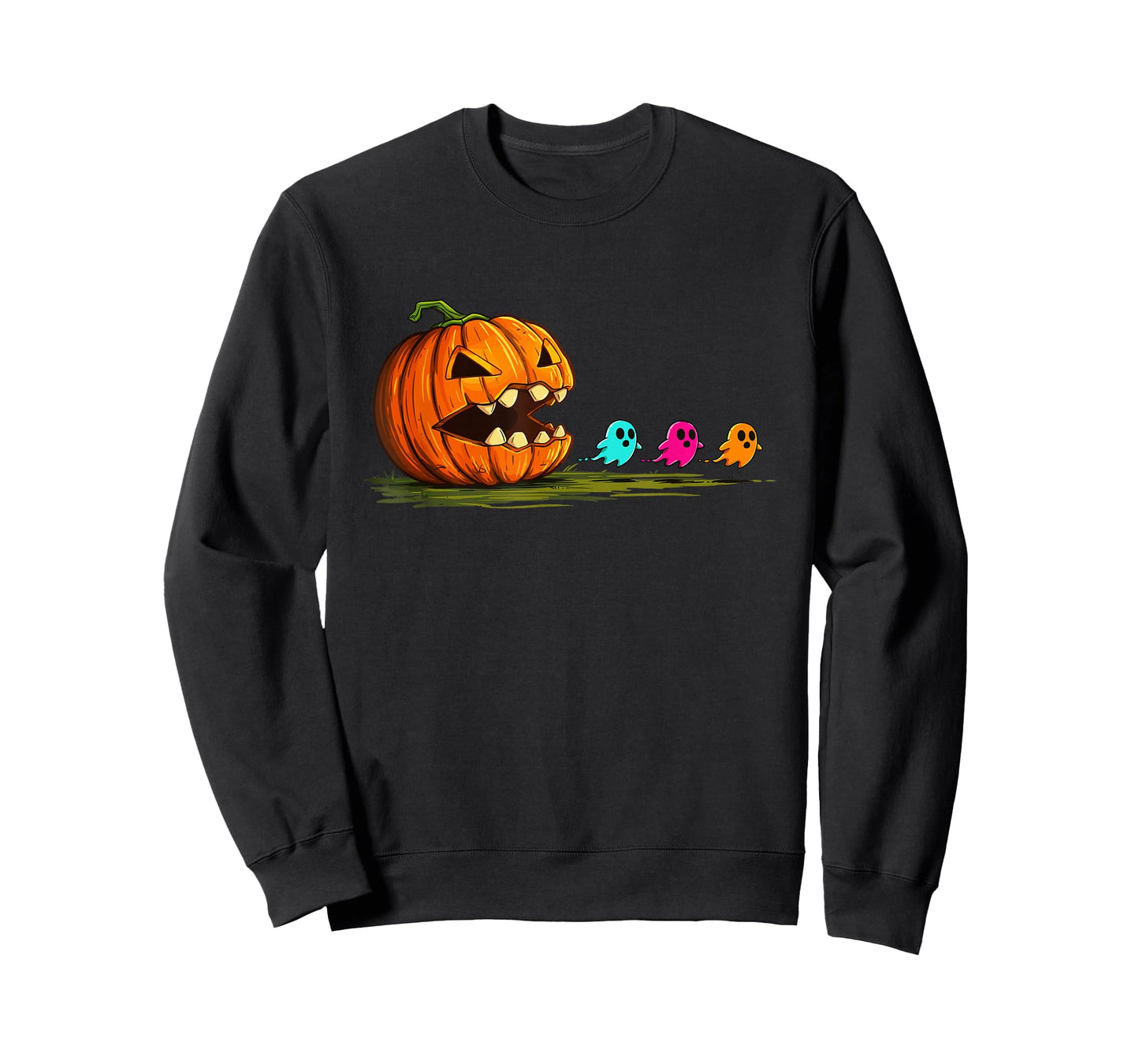 Retro Halloween Pumpkin Chasing Ghost T-Shirt