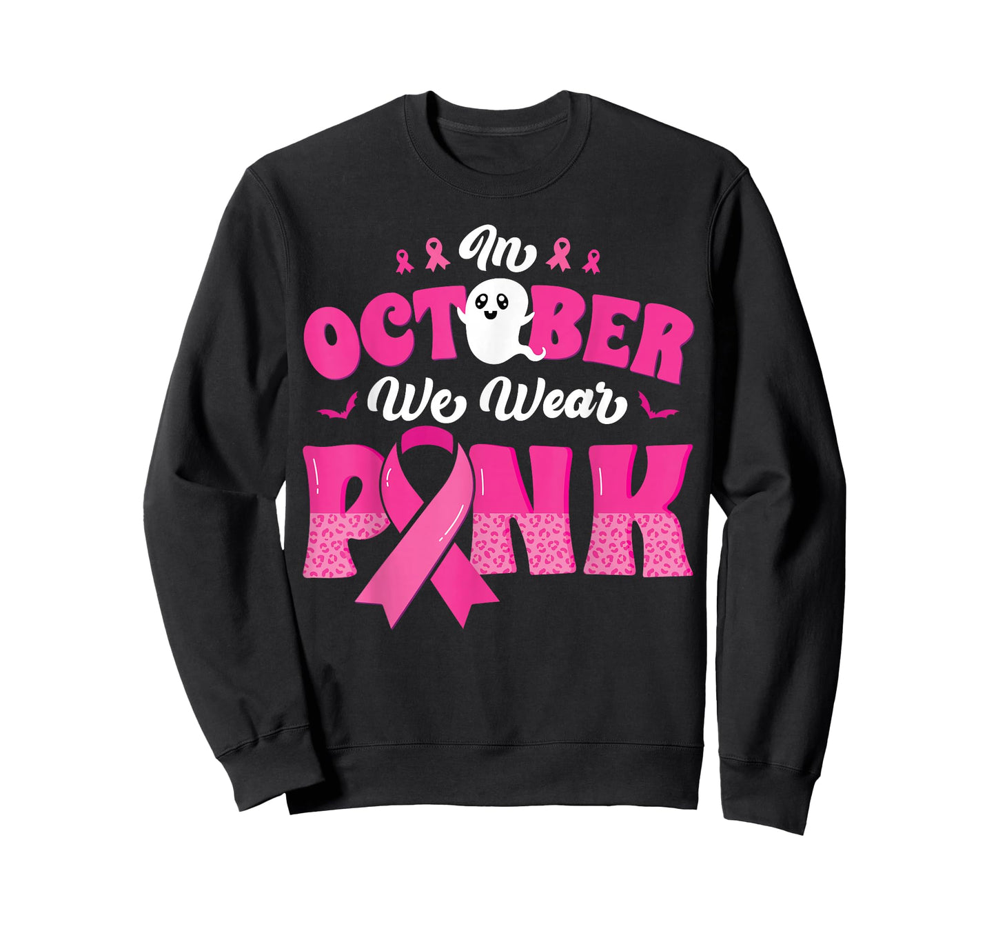 In October We Wear Pink Ghost Breast Cancer Awareness T-Shirt