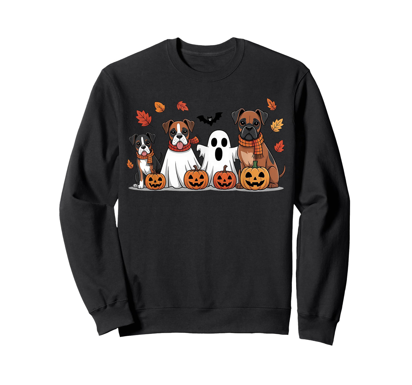 Funny Boxer Ghost Fall Autumn Leaves Thanksgiving Halloween T-Shirt