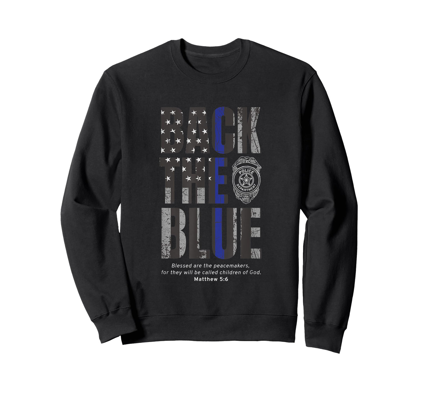 Back the Blue Thin Blue Line Flag Patriotic Police T-Shirt