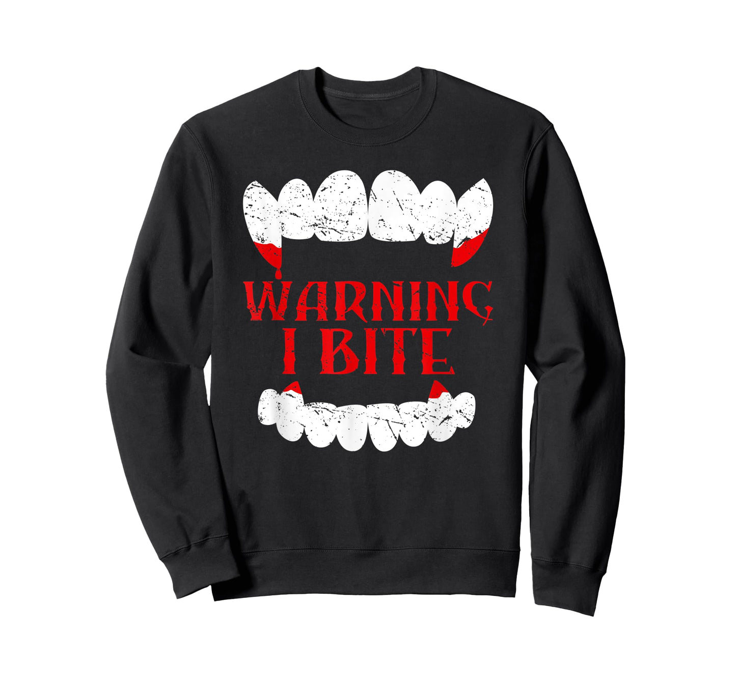 Halloween Vampire Design Warning I Bite Scary Vampire Funny T-Shirt