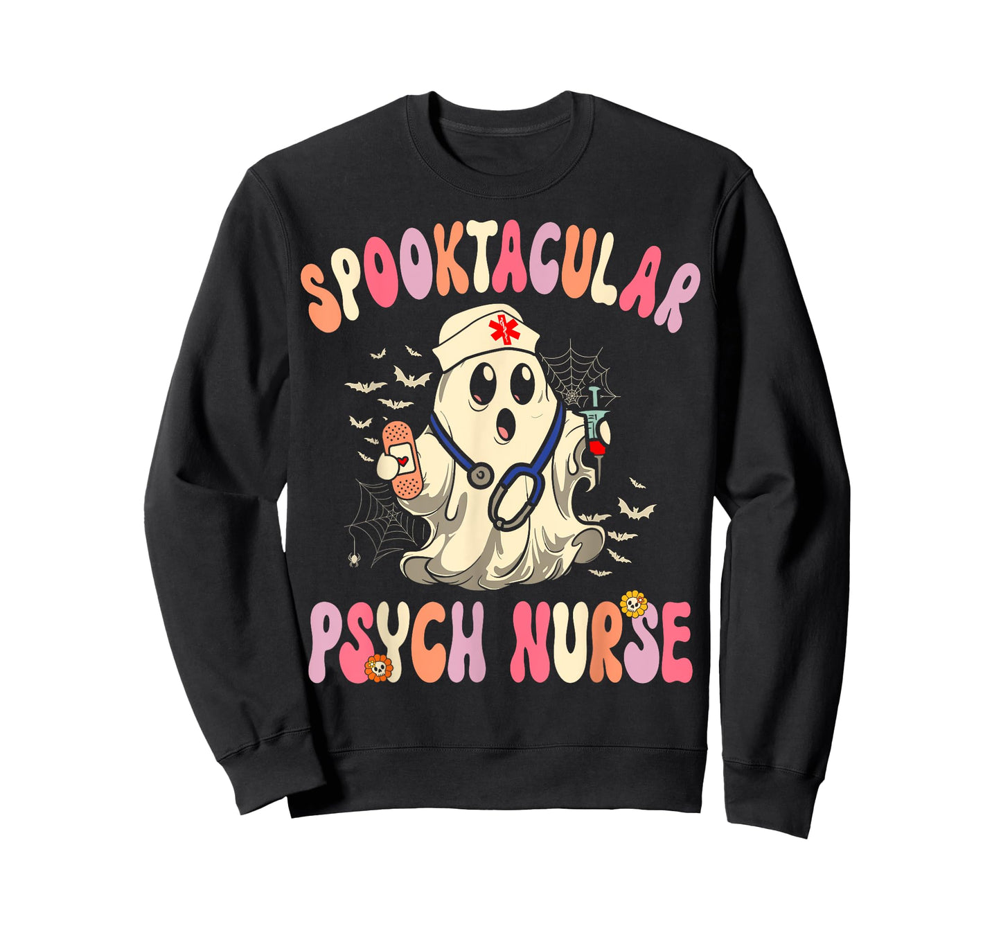 Spooktacular Psych Nurse Retro Halloween Ghost Nursing T-Shirt