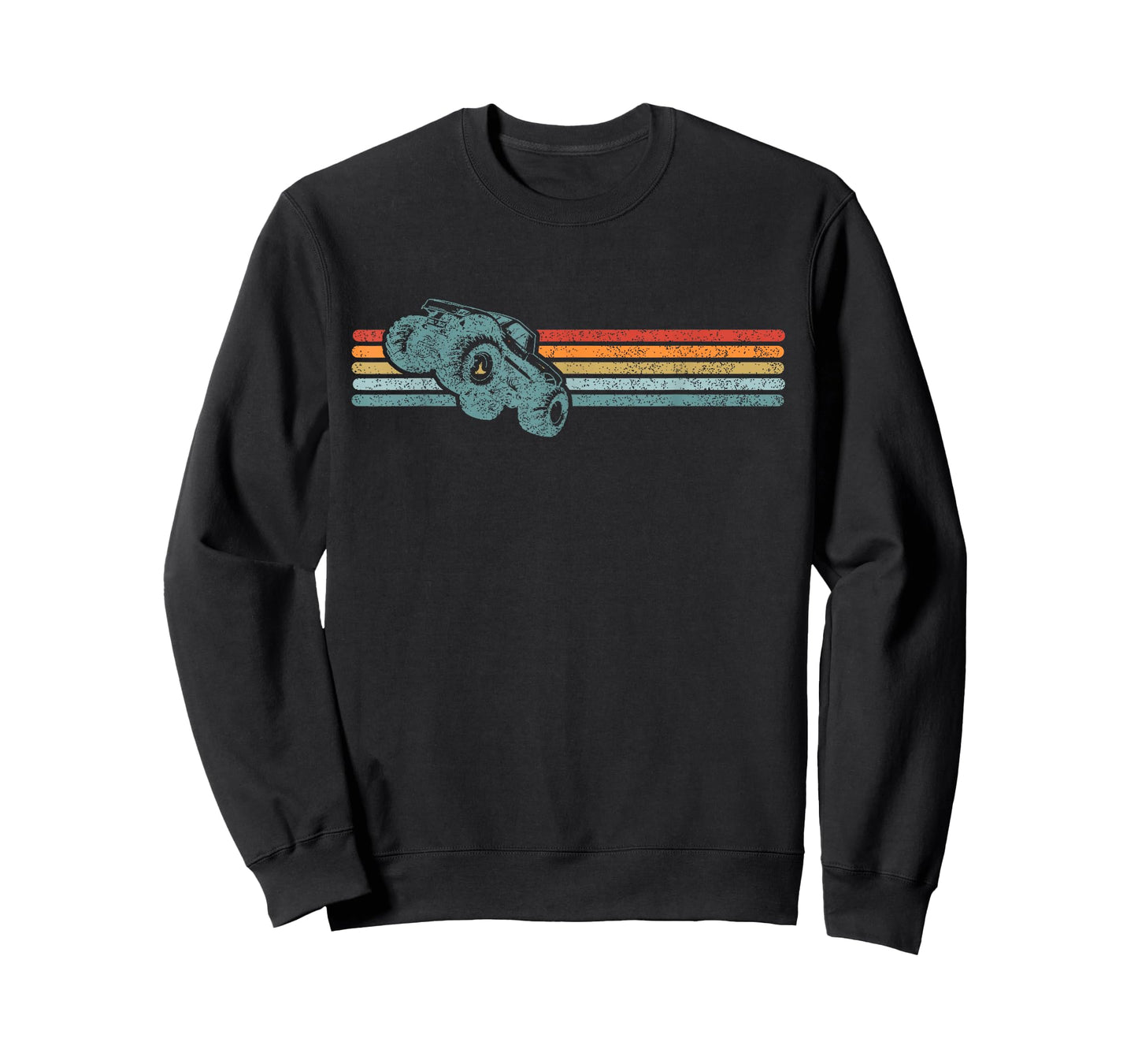 Monster Truck Shirt Vintage Retro Horizontal Stripes Lines T-Shirt