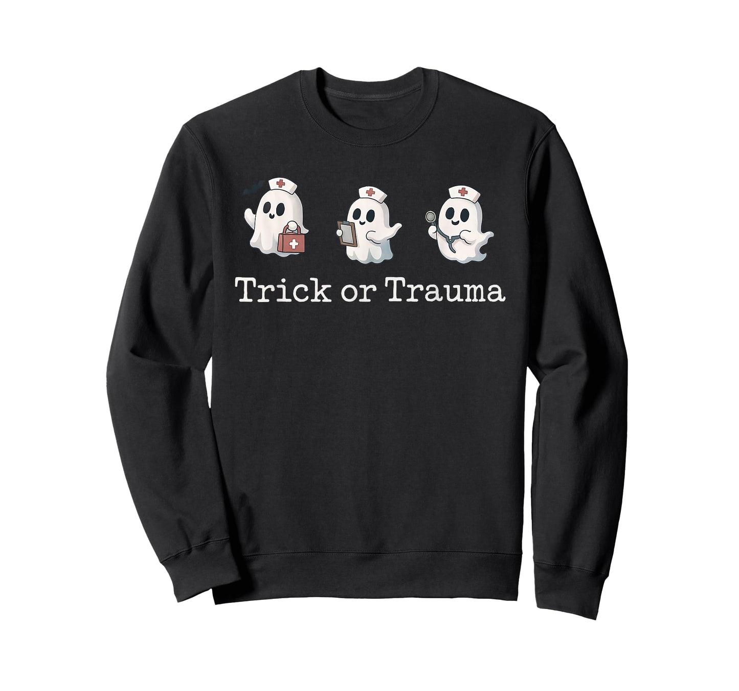 Funny Halloween Cute Ghost Nurse Trick Or Trauma Costume T-Shirt