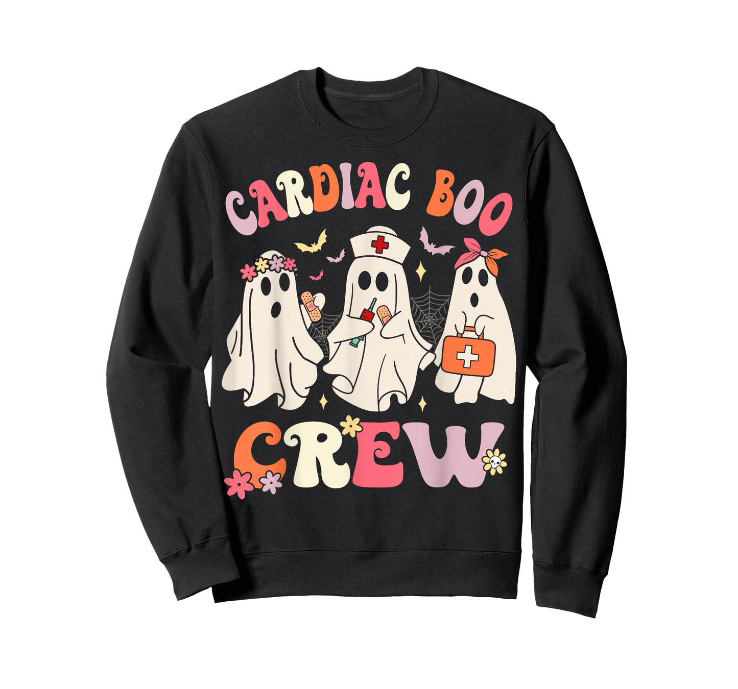 Halloween Cardiac Boo Crew Cardiology Nurse Ghost T-Shirt