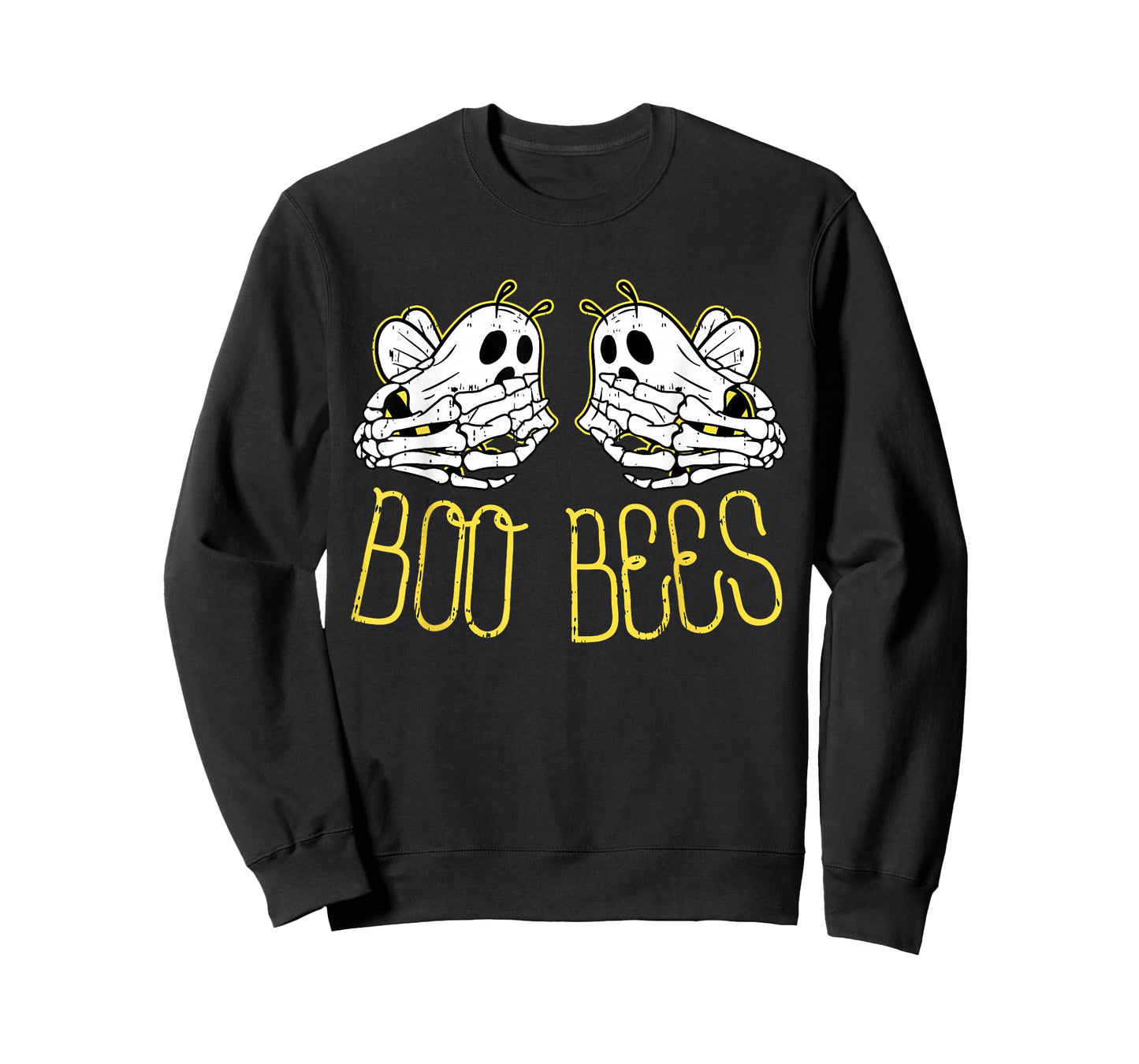 Womens Boo Bees Skeleton Hand Funny Halloween Couple Costume T-Shirt