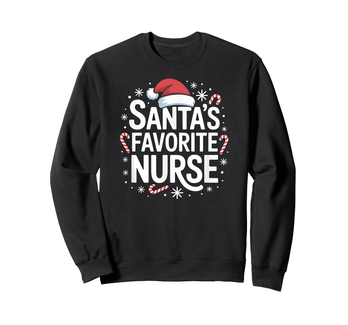 Santa's Favorite Nurse Christmas Candy Canes Snowflakes Vibe T-Shirt
