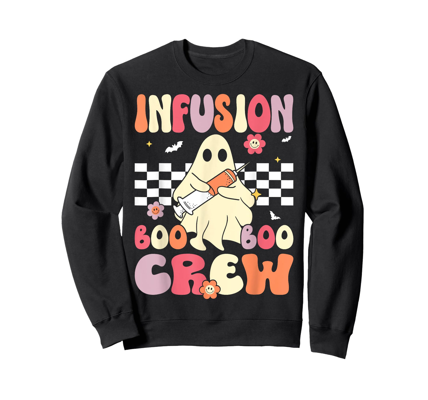 Infusion Nurse Boo Crew Groovy Retro Nurse Halloween T-Shirt
