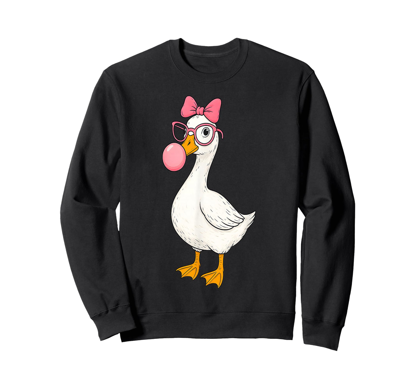 Cute Goose with Glasses Bow and Bubblegum T-Shirt