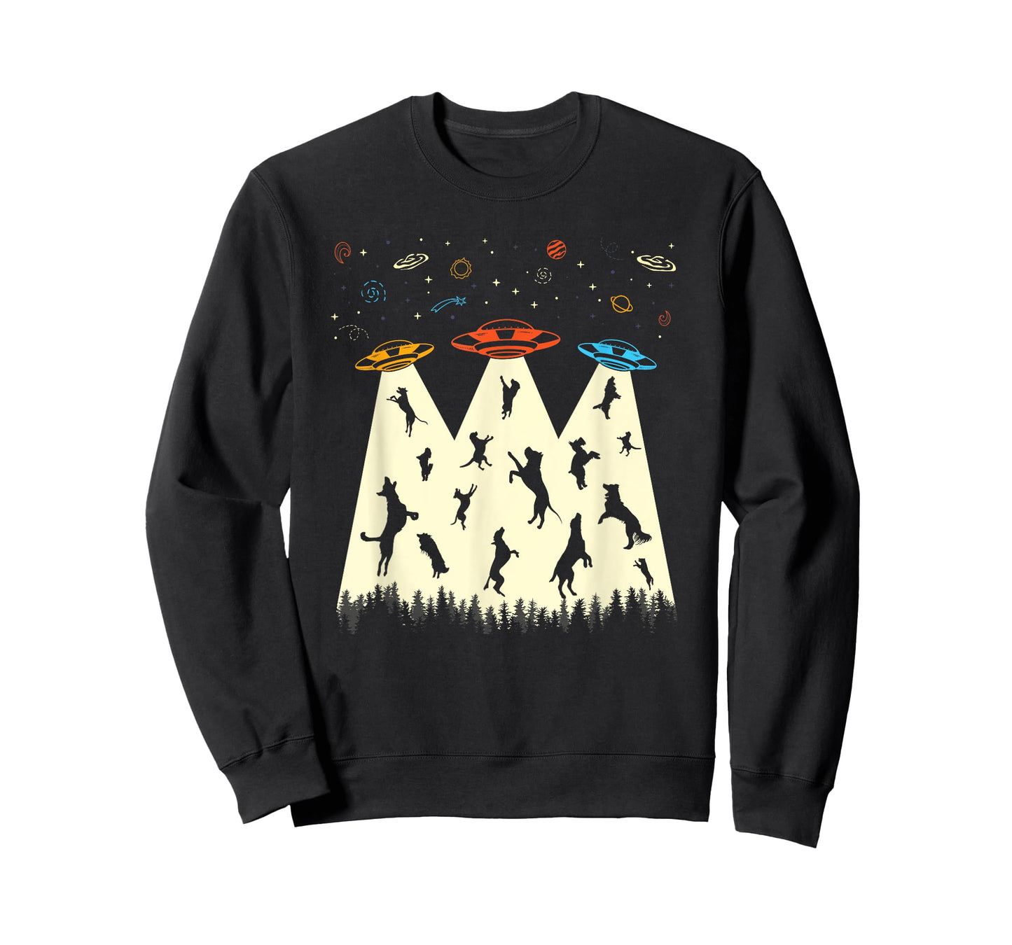 UFO Abduction Shirt Alien Dog Lover Retro Flying Saucer T-Shirt for Men Women Girls Kids