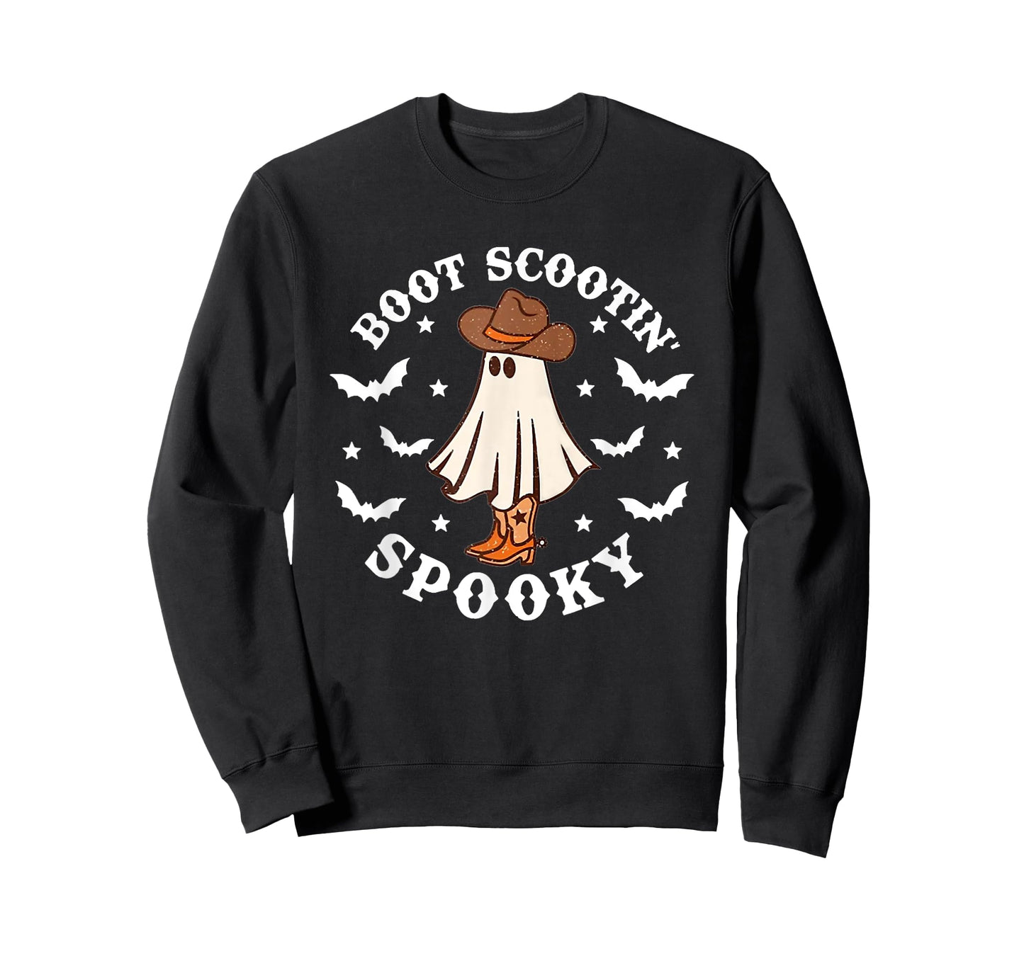 Retro Western Halloween Cute Ghost Funny Boot Scootin Spooky T-Shirt