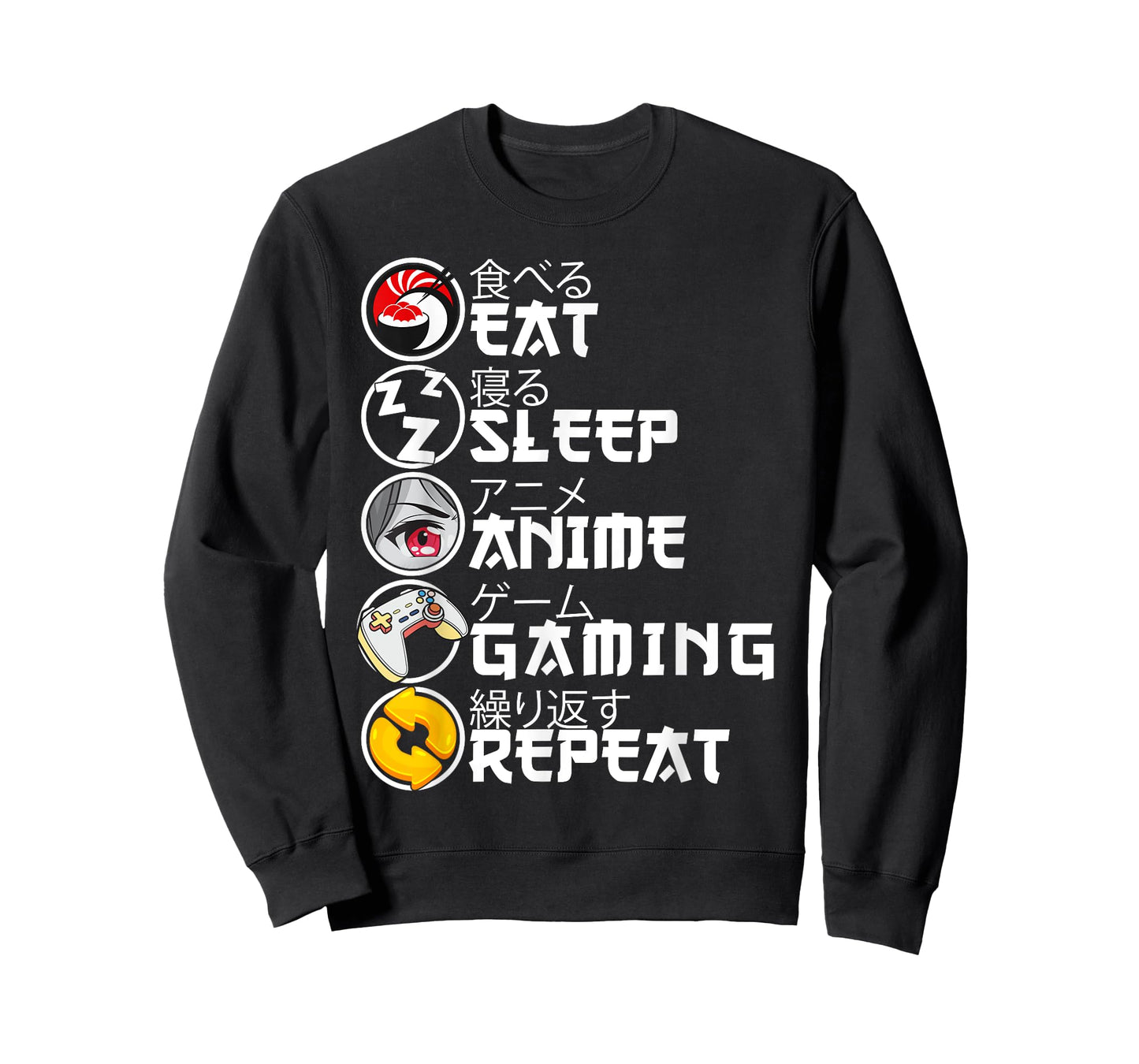 Retro Eat Sleep Anime Gaming Repeat Kawaii Anime Manga Gamer T-Shirt