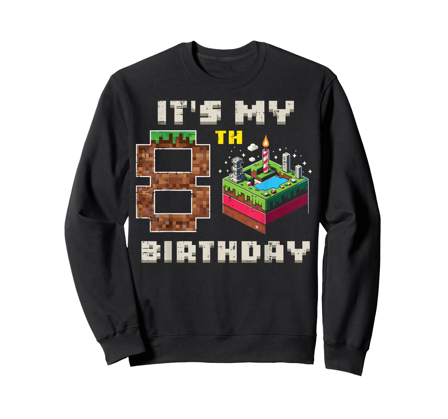 My 8th Birthday Pixel Game 8 Cake Video Gamer Boys Kid Youth T-Shirt