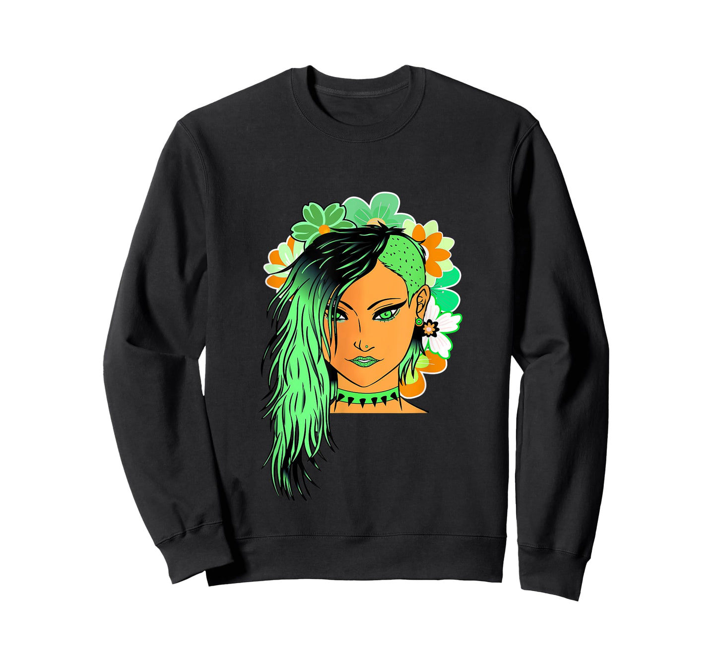 Kawaii Anime fairy floral emo goth teen girl lime green T-Shirt