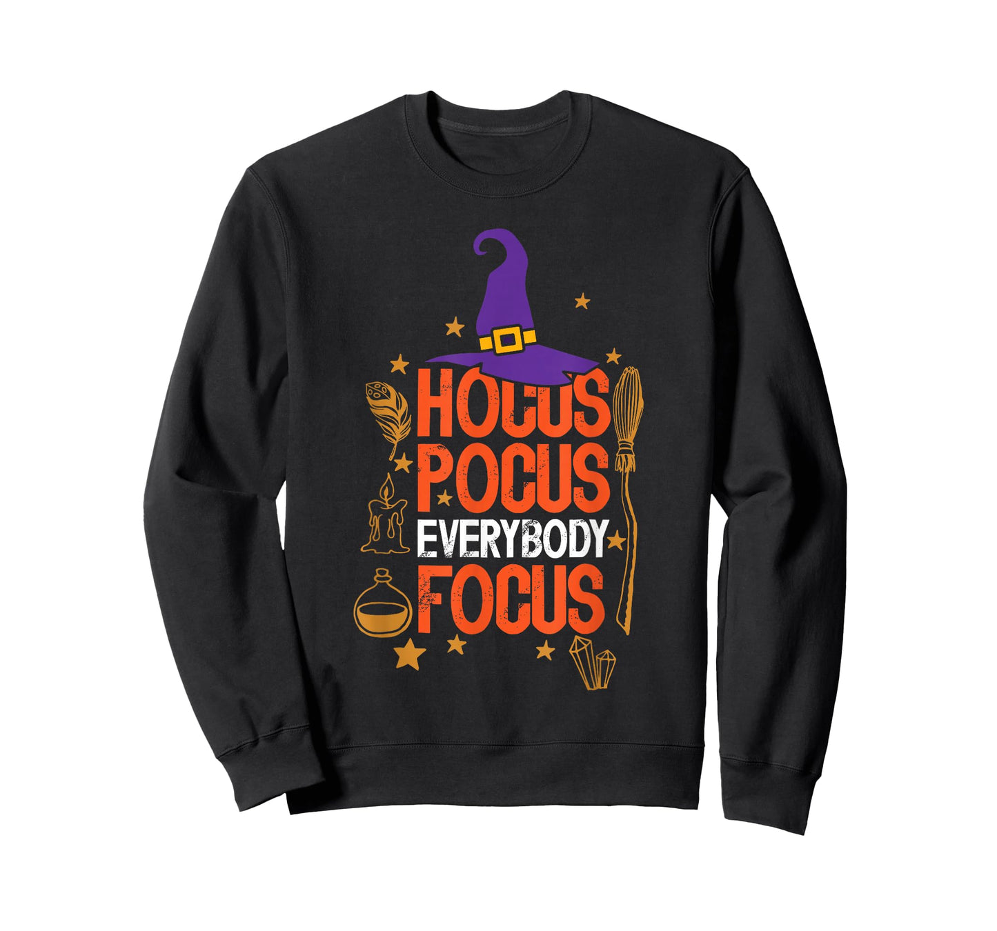 Witchy Halloween Hocus Pocus Everybody Focus Teacher Pumpkin T-Shirt