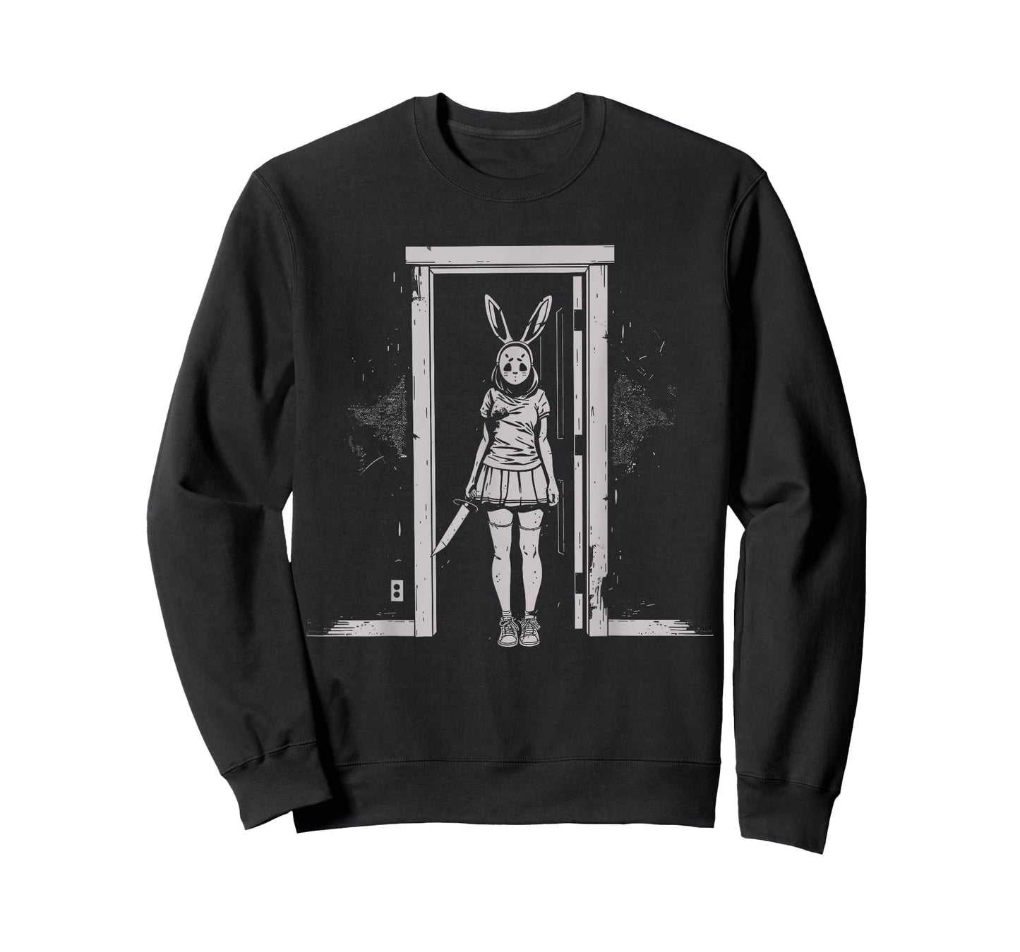 Horror Girl Bunny Mask Slasher Goth Alt Anime Creepy Rabbit T-Shirt