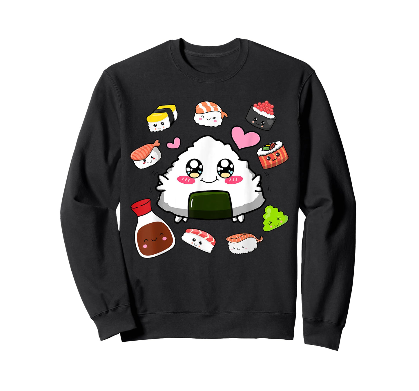 Kawaii Sushi Happy Funny Japanese Anime Cute Onigiri Sushi T-Shirt