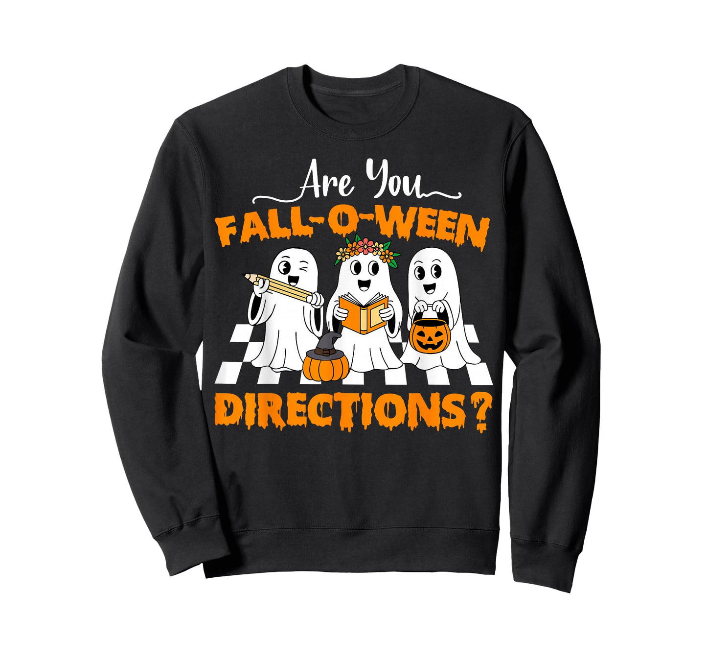 are You Fall O Ween Directions Funny Teacher Halloween Ghost T-Shirt