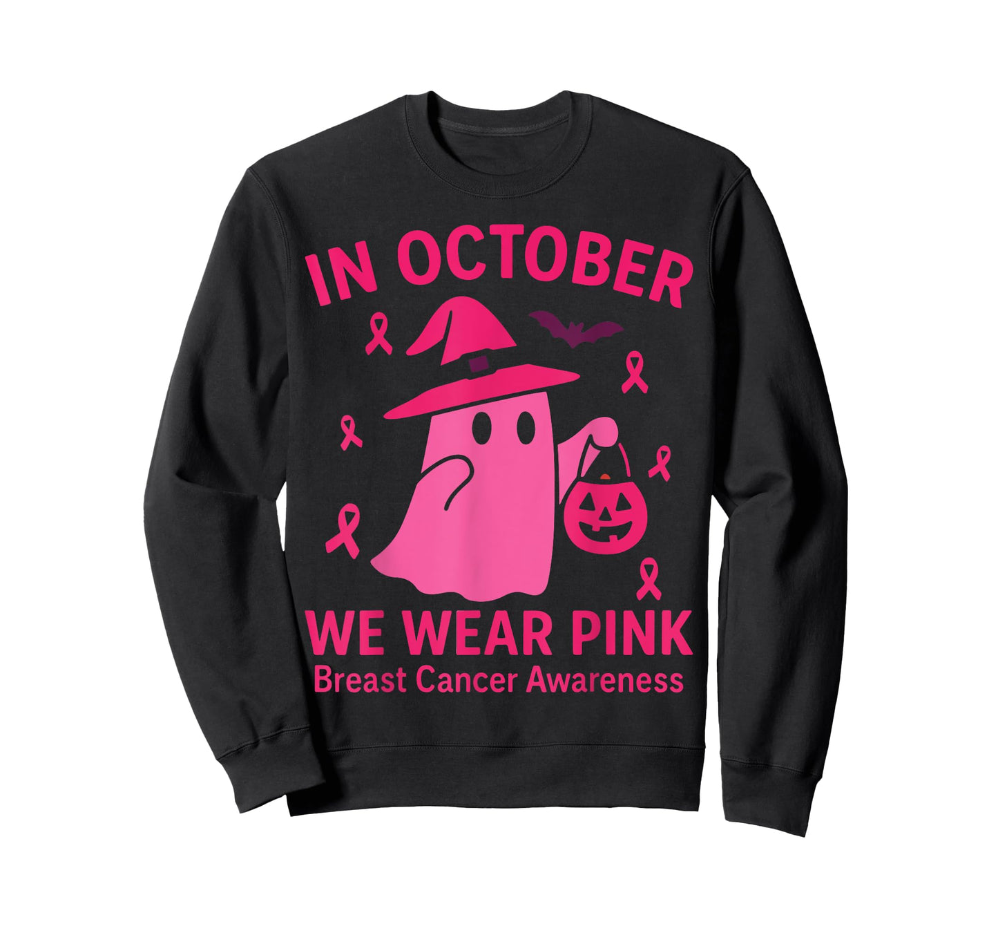 Breast Cancer Women Halloween in October We Wear Pink Ghost T-Shirt