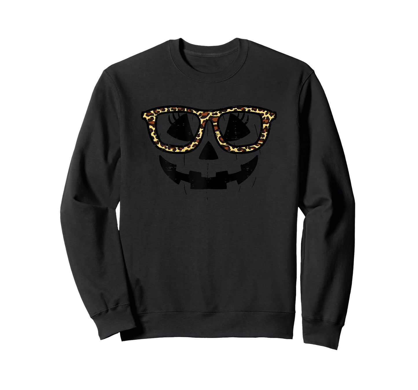 Pumpkin Face Leopard Glasses Funny Halloween Women Girls T-Shirt