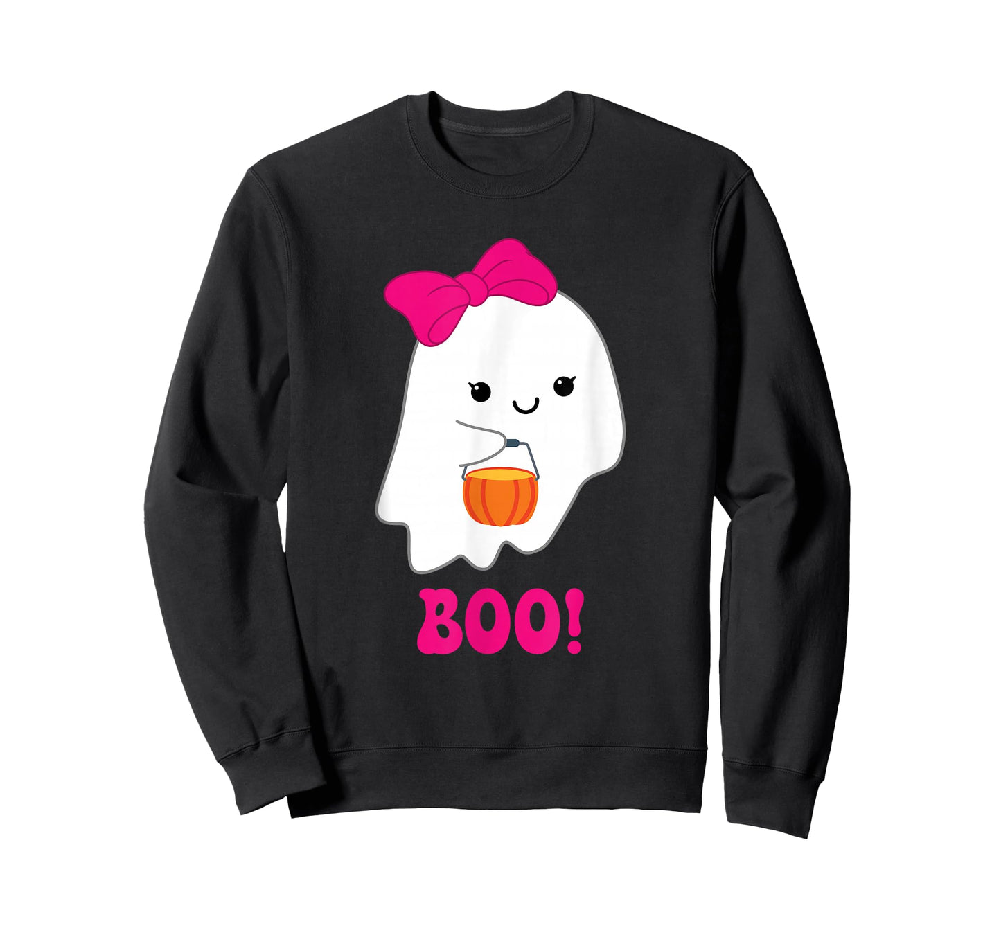 Cute Spooky Ghost Girl Pink Bow Halloween Costume T-Shirt