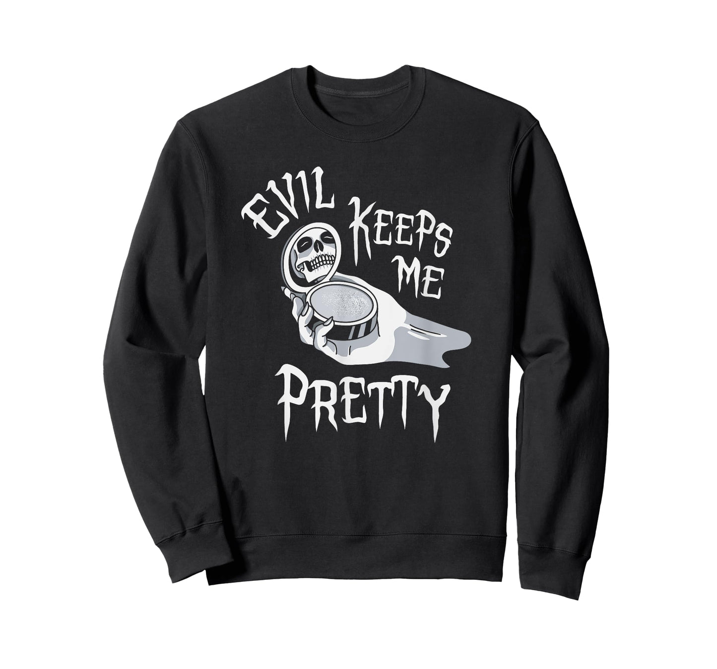 Evil Keeps Me Pretty Cosmetic Makeup Compact Skeleton Skull T-Shirt