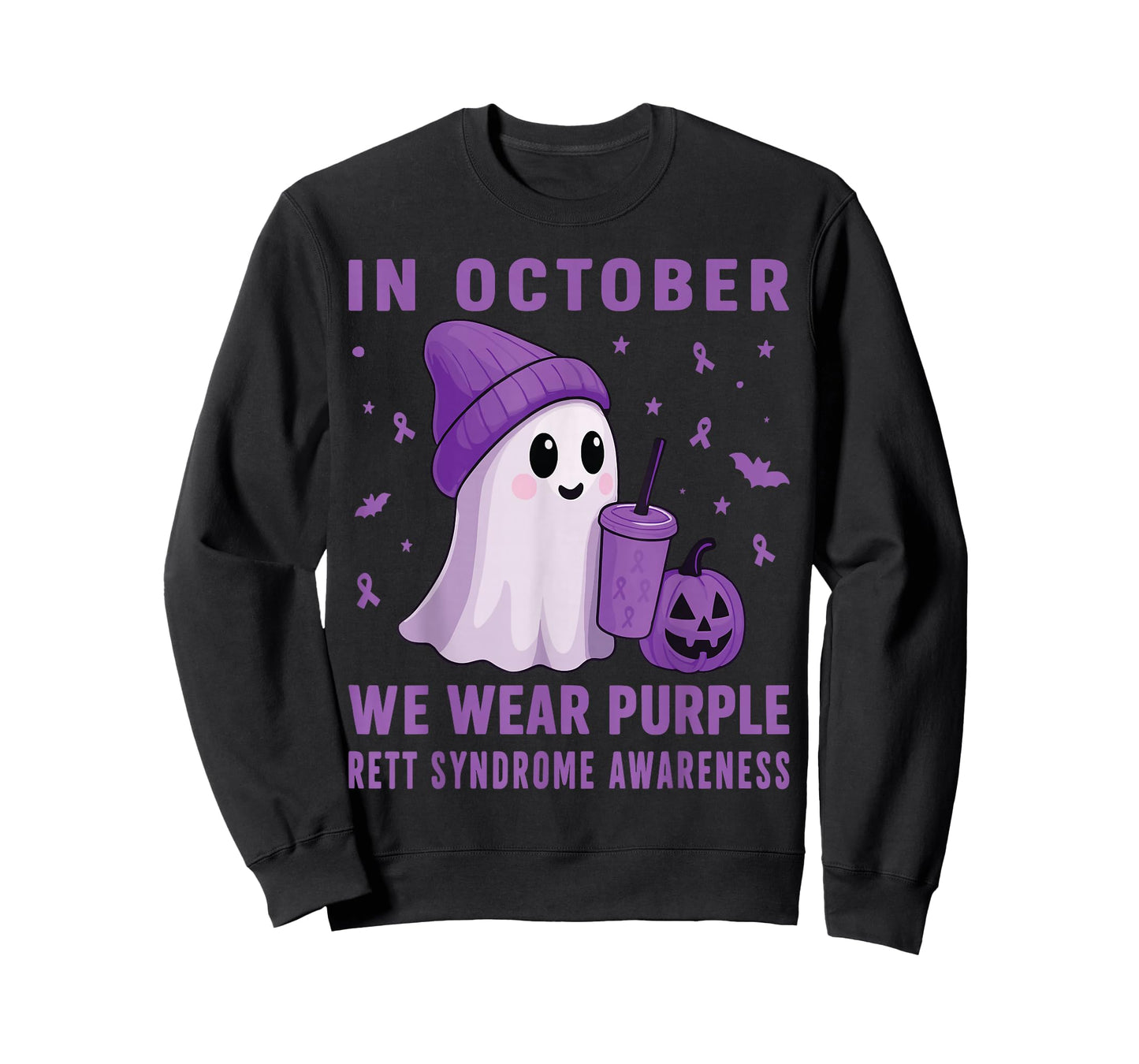 Halloween Boo Rett Syndrome Awareness in October Purple T-Shirt