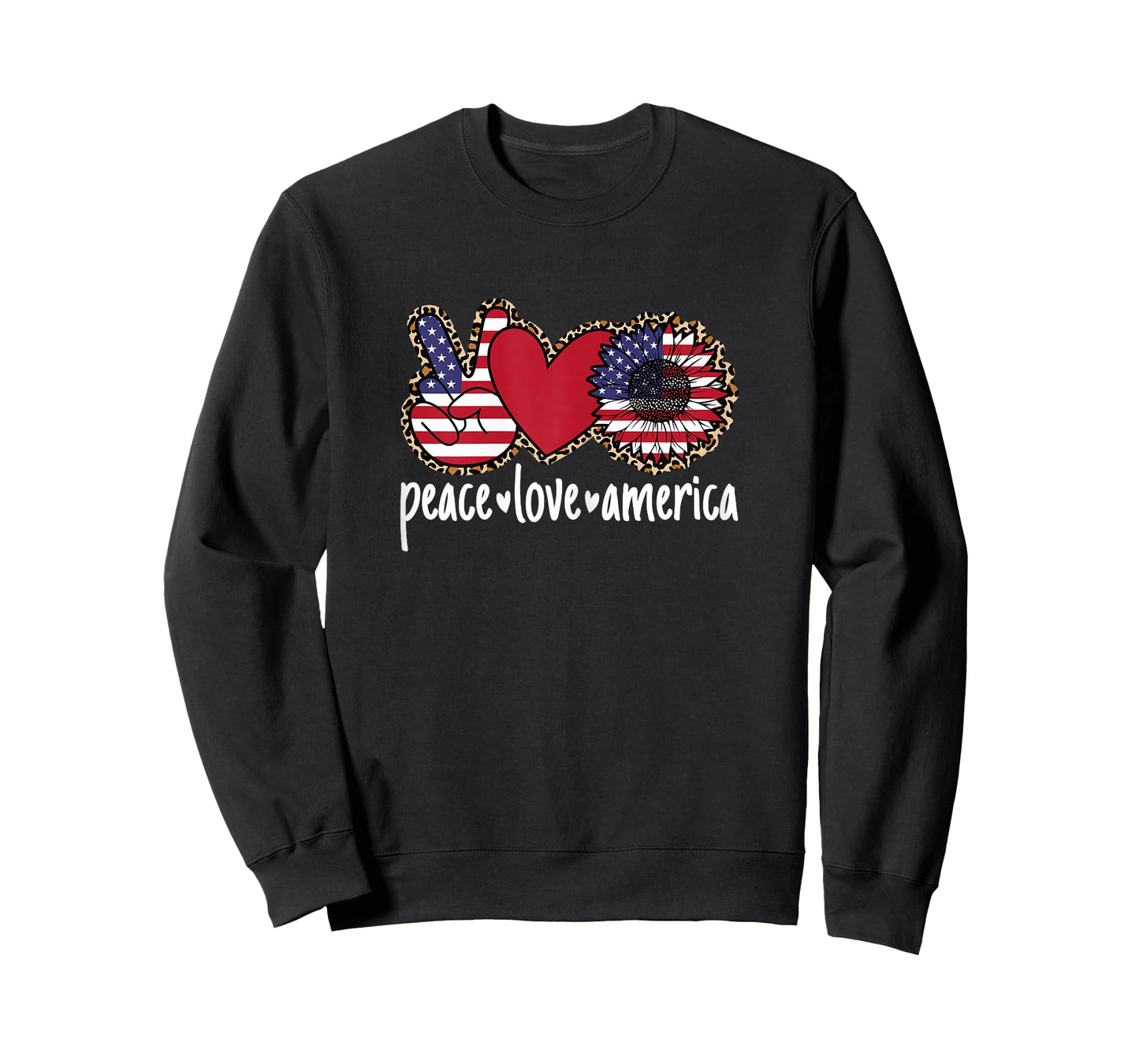 Peace Love America USA Patriotic 4th of July Women Girls T-Shirt