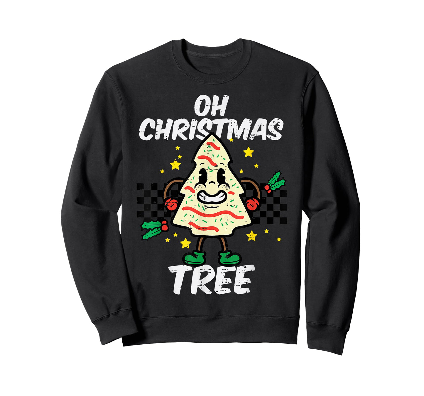 Oh Christmas Tree Cake Retro Groovy Xmas Men Women Kids T-Shirt