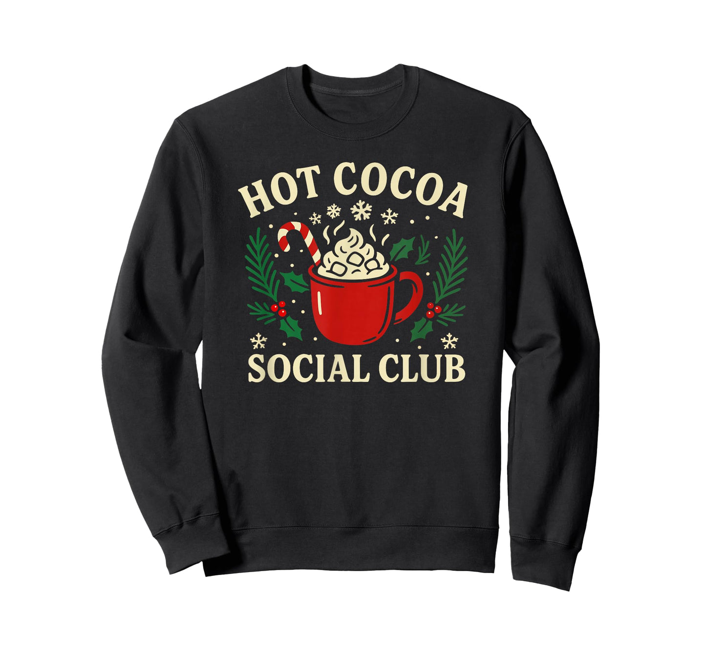 Hot Cocoa Social Club Cozy Winter Christmas Graphic T-Shirt