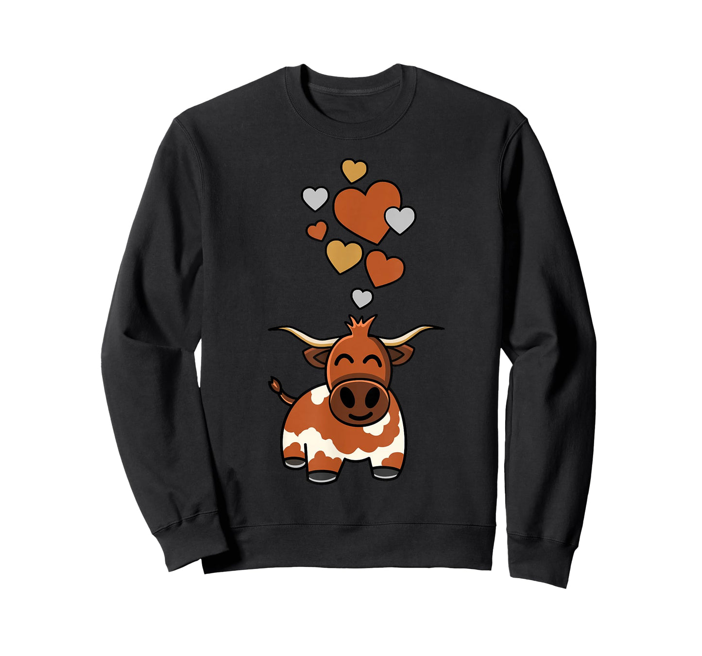 Cute Longhorn Cow With Hearts T-Shirt