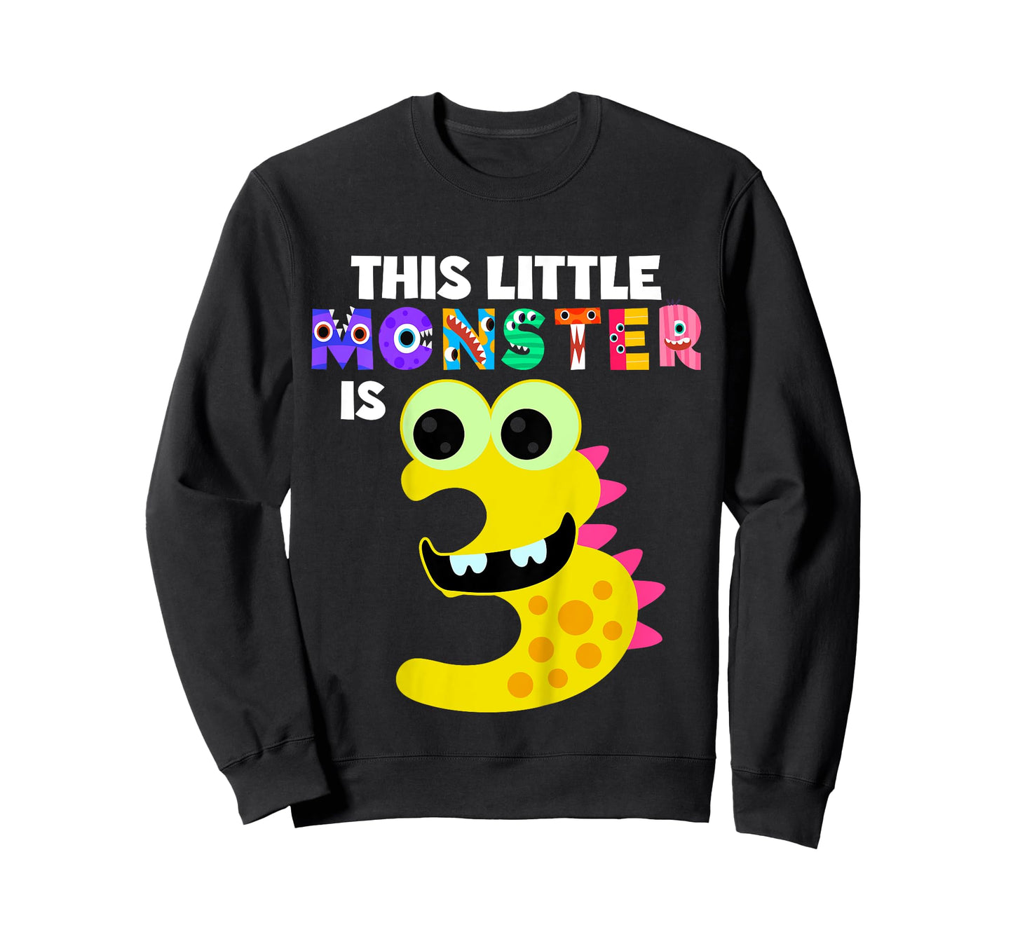 Kids This Little Monster is 3 Three Years Old 3rd Birthday Party T-Shirt