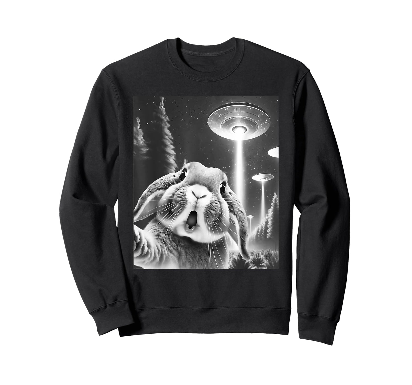 Funny Rabbit Alien UFO Taking a Selfie Animal Lover T-Shirt