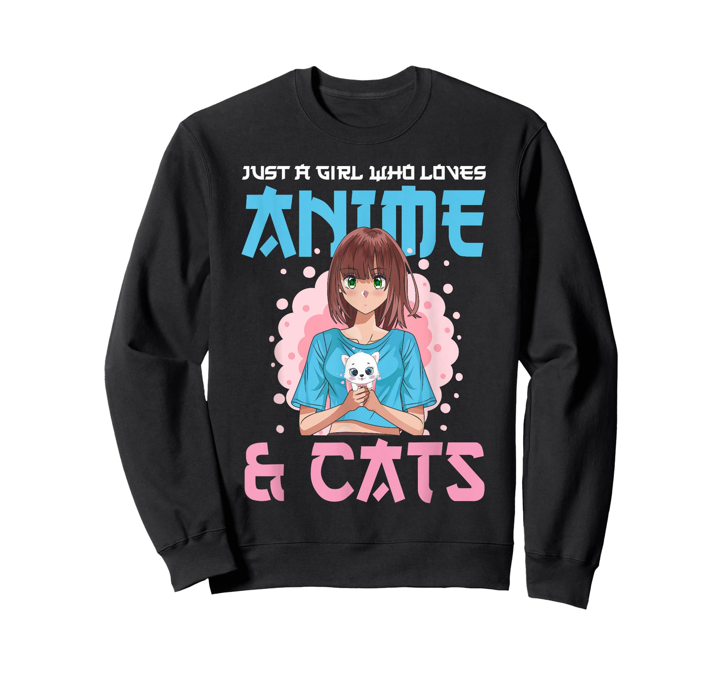 Just A Girl Who Loves Anime and Cats Cute Cat Lover Teens T-Shirt