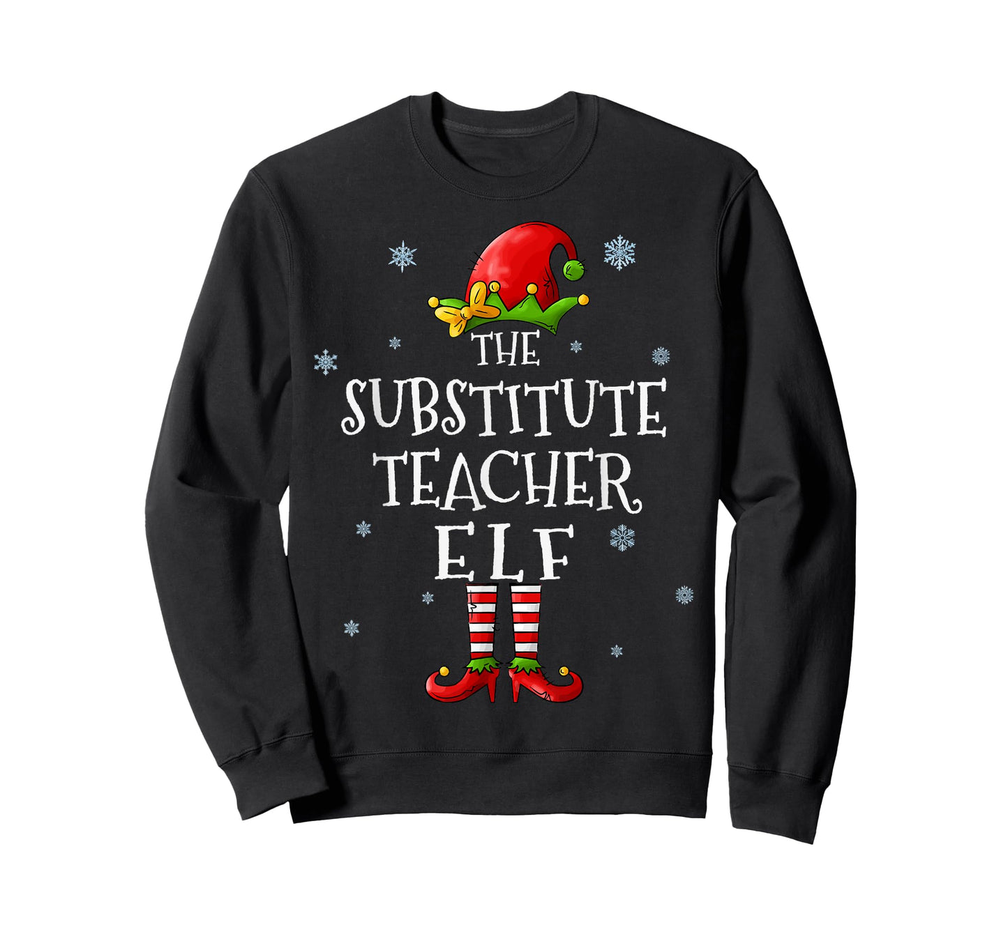The Substitute Teacher Elf Squad Funny Matching Christmas T-Shirt for Men Women