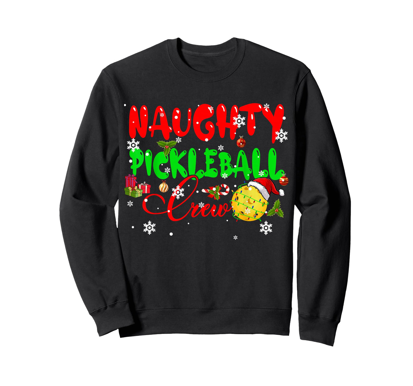 Naughty Pickleball Crew Christmas Sports Funny Player Family T-Shirt