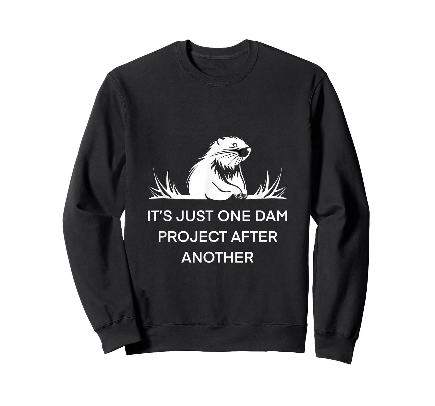 It's Just One Dam Project After Another Beaver Unisex-Adults Black Short Sleeve Cotton 65% Polyester 35% Nature T-Shirt