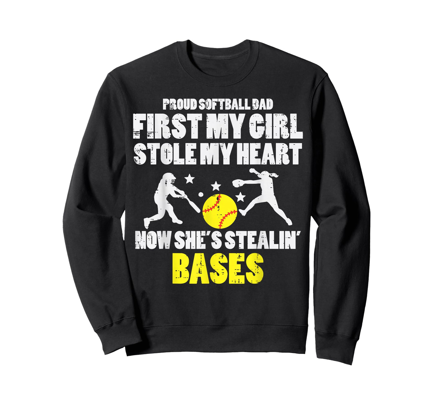 Softball Dad Girl Stole My Heart Stealing Bases Fathers Day T-Shirt