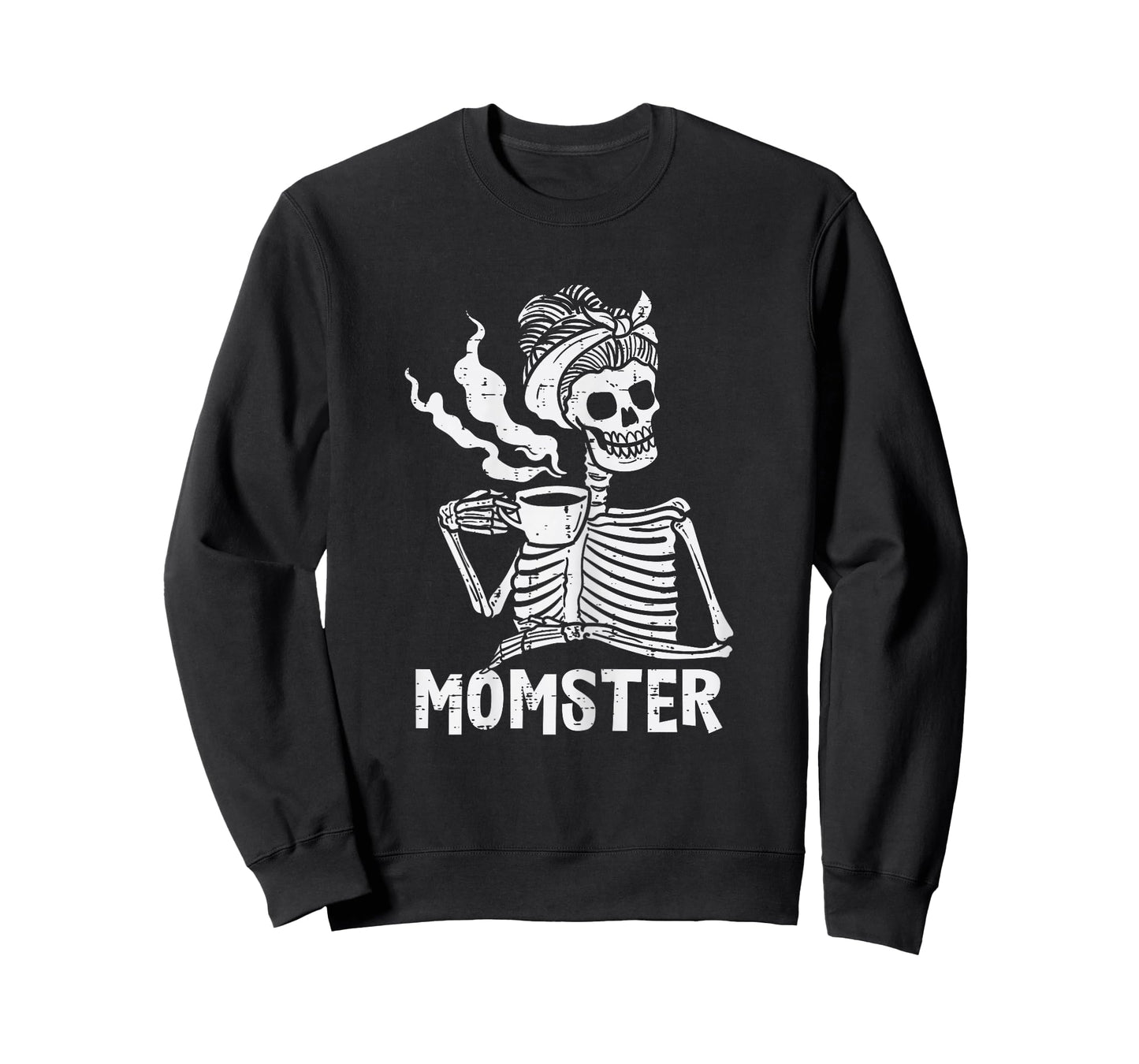Momster Skeleton Woman Coffee Funny Halloween Mom Mama Women T-Shirt