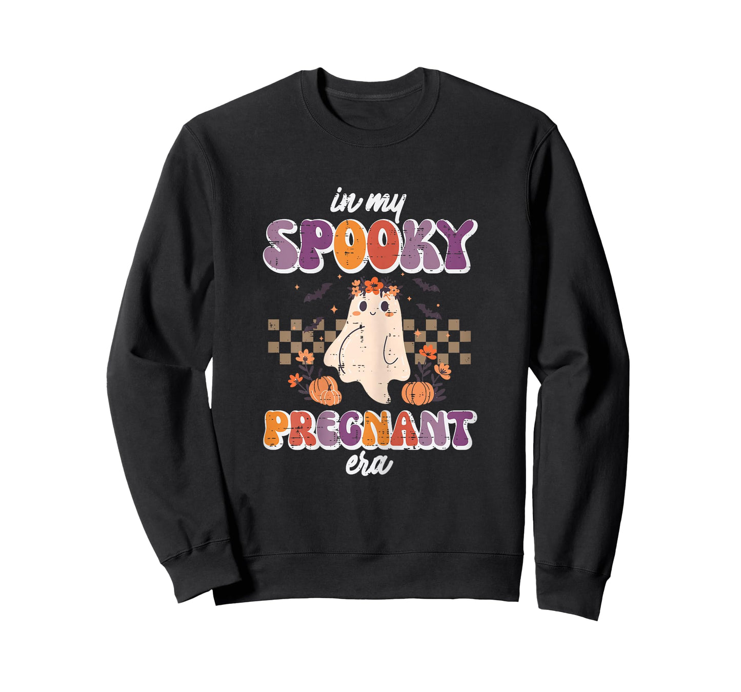 Halloween My Spooky Pregnant Era Retro Ghost Costume Women T-Shirt