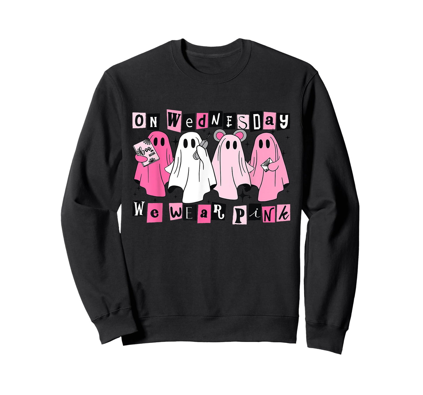 On Wednesday We Wear Cute Pink Ghost Halloween T-Shirt